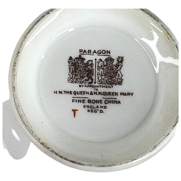 Paragon TeaCup And Saucer Stripe Orange Silver Floral By Appt Double Warrant VTG - Picture 15 of 16